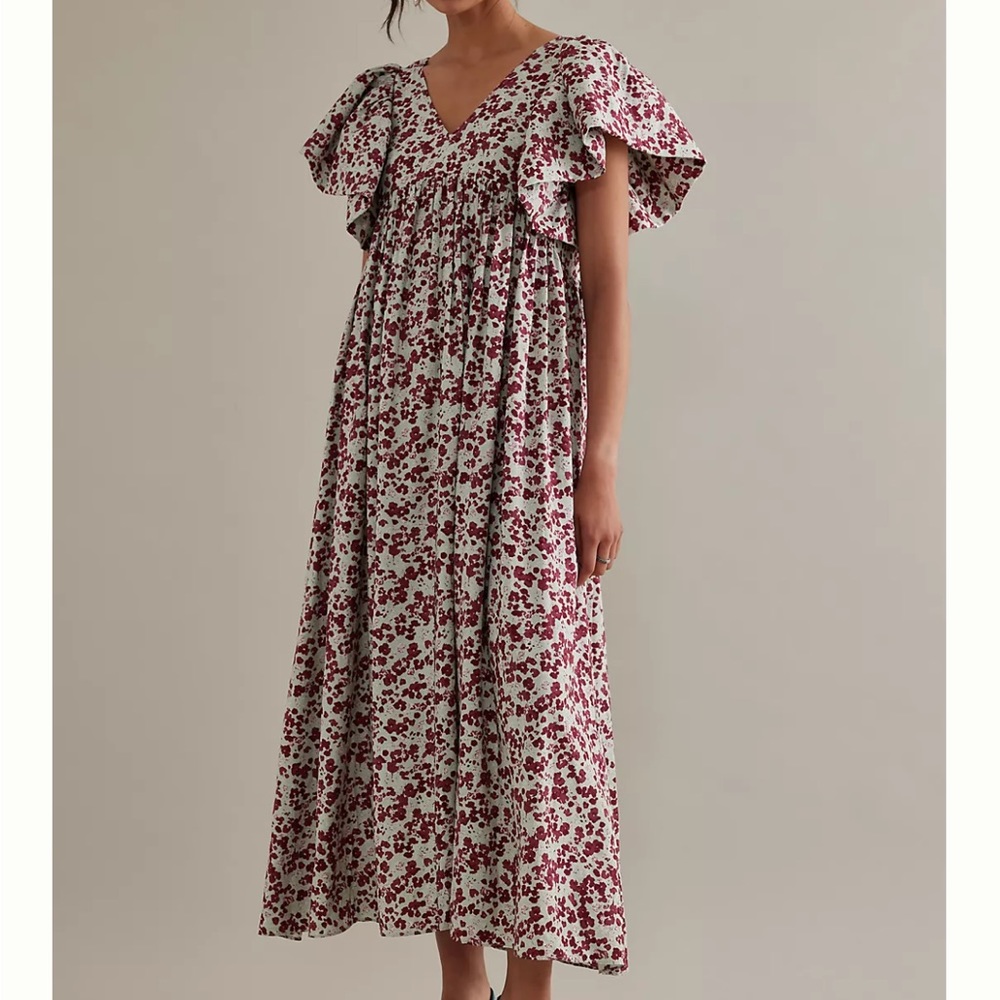 - Anthropologie selected maxi flutter sleeve floral dress